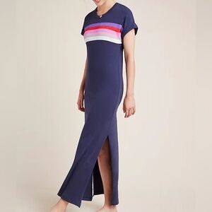 Sundry anthropologie boho Verona Maxi Tee Dress Blue Striped Knit Casual small